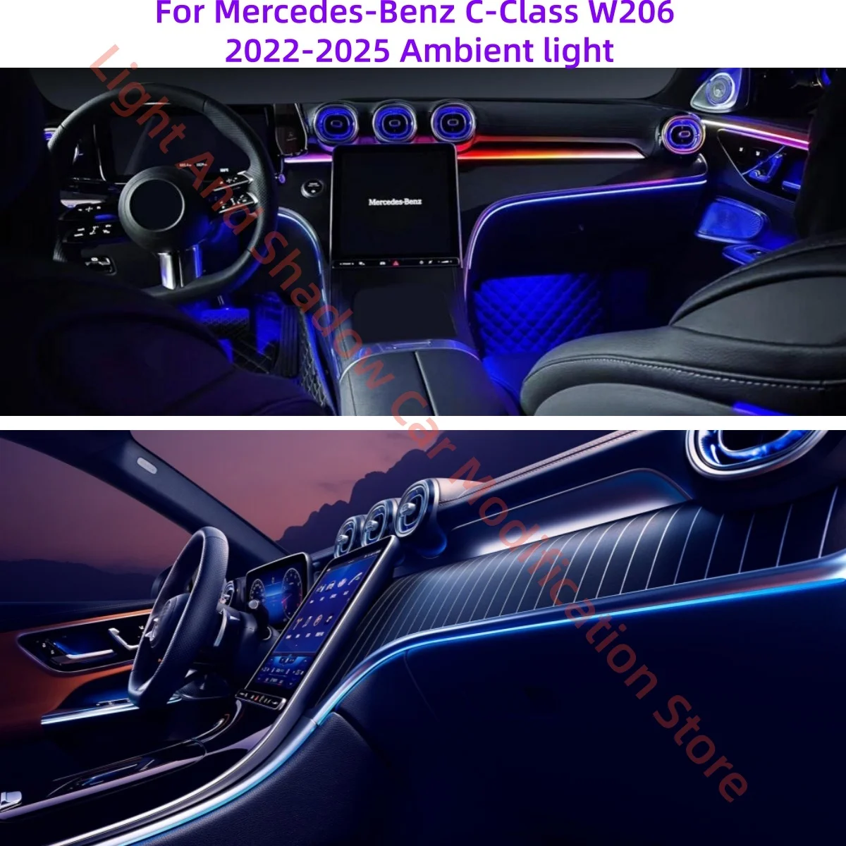 For Mercedes-Benz C-Class W206 2022-2025 automotive interior light Car accessories Light and shadow co-pilot ambient lighting