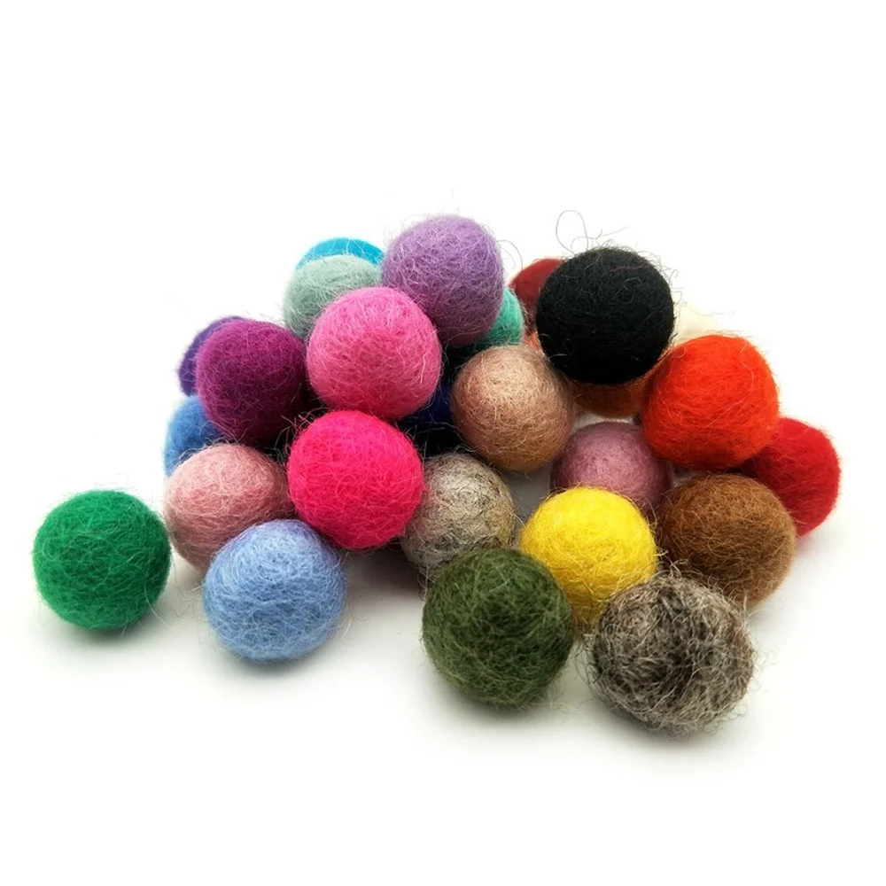 50 sztuk/partia 1.0cm/1.2cm/1.5cm/2cm/3cm wełny filcowe kulki okrągłe wełny filcowe piłki Pom Poms mieszane kolor hurtownie 26 kolory