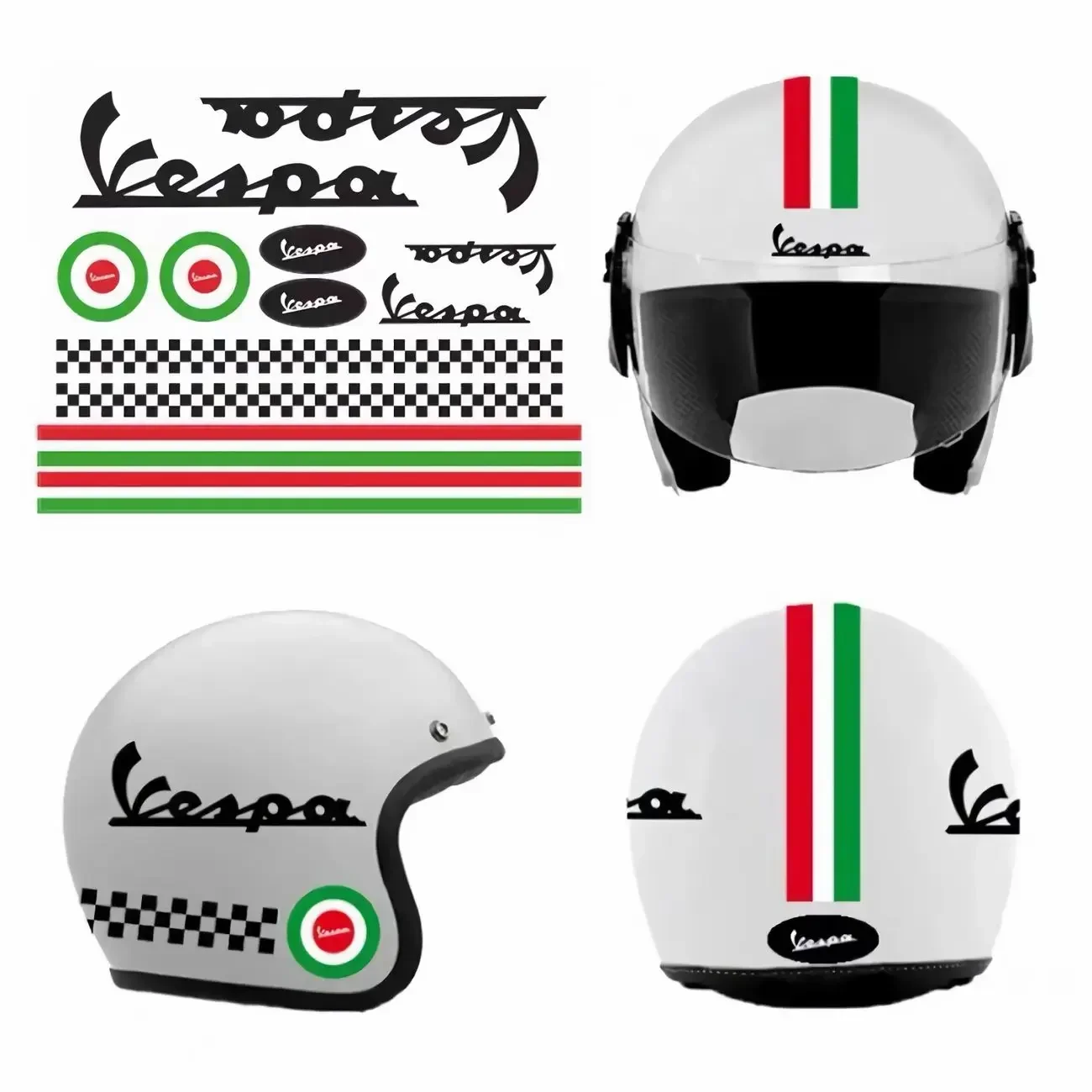 Helmet stickers Reflective Motorcycle stickers Suitable for GamesMonkey Helmet Casco Kit Vespa Rosso ROT