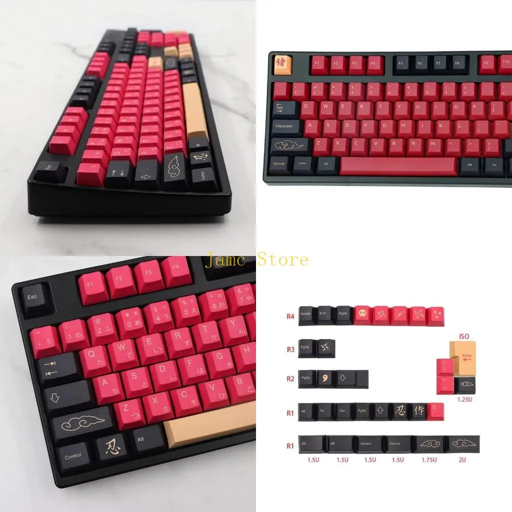 LX0B 129key Samurai Keycap PBT Cherry Profile Standard Dye Sublimation Process Keycap