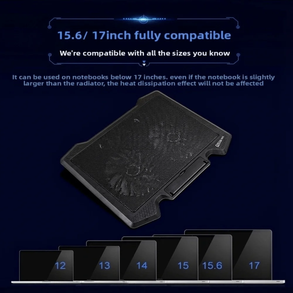 13 14 15.6 17 inch Laptop Cooling Pad LED Light USB Powered Notebook Cooling Fan Heat Dissipation Quiet Laptop Stand Base