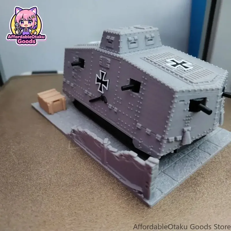 A7V Historical Tank Model Kit 3D Printed PLA Unpainted DIY Scale Replica with Moving Cannon Collectors Desktop Decor
