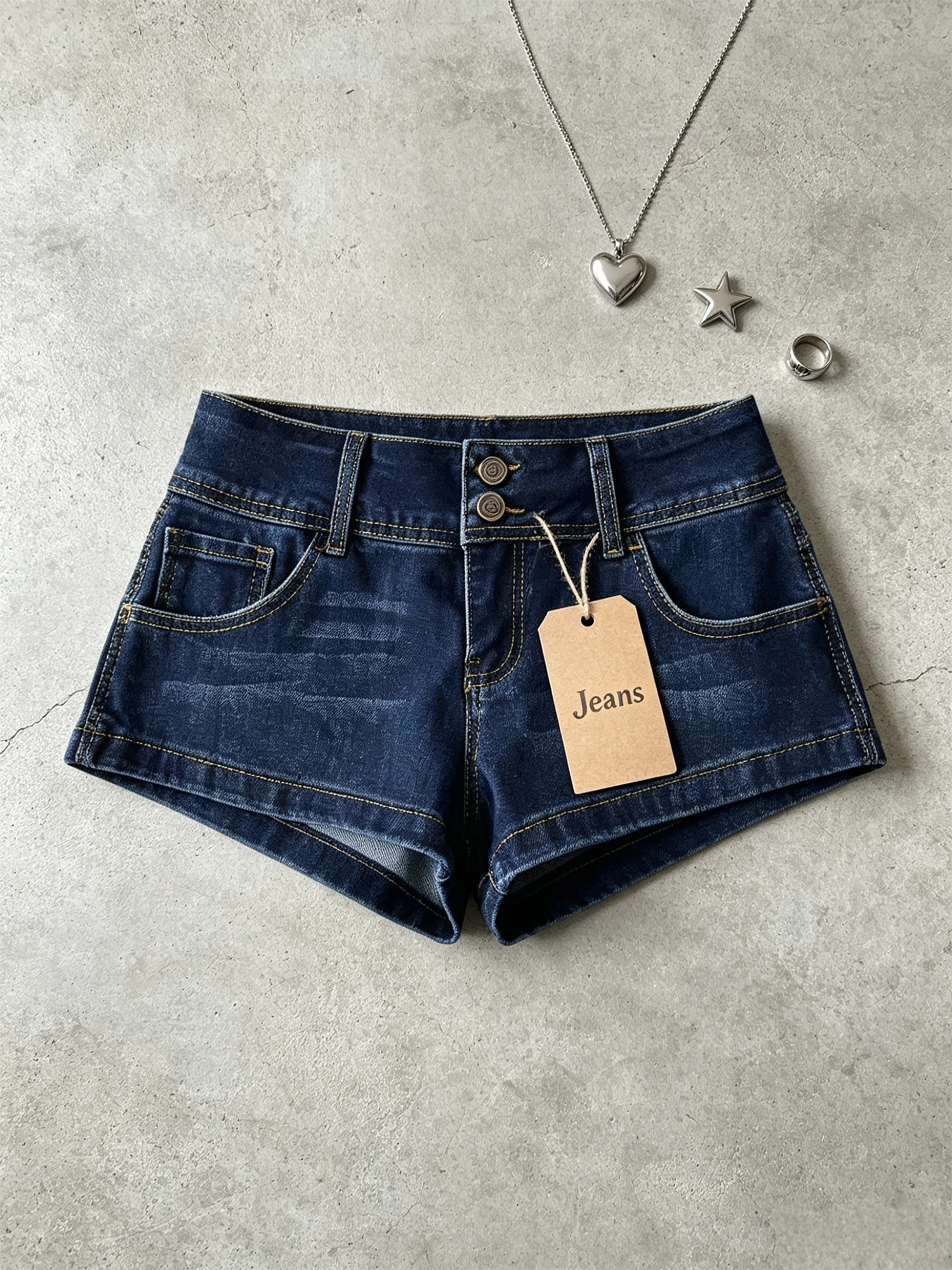 Women's Dark Blue Micro Denim Shorts Vintage Fashion High Waist Mini Denim Hot Pants Y2K Gyaru A-Line Cowboy Pants Summer 2026