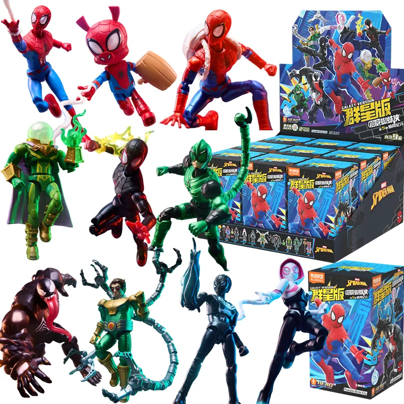 

BLOKEES Spider-Man Gwen Stacy Venom‌ Doctor Octopus Miles Morales Symbiote Spider-Man Anime Figure Model Blind Box Toys Gifts