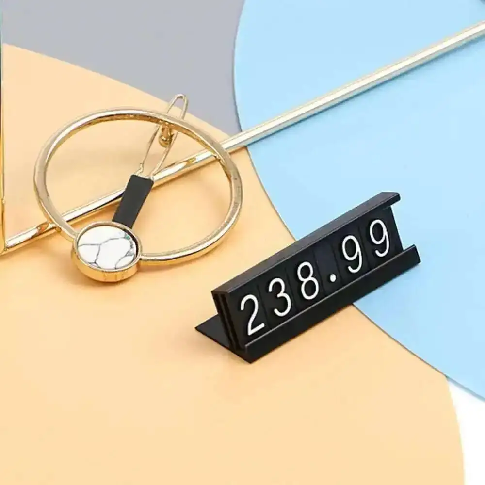 10pcs Golden Adjustable Number Letter Base Price Display Counter Stand Label Metal Ground Arabic Numbers Combined Price Tag
