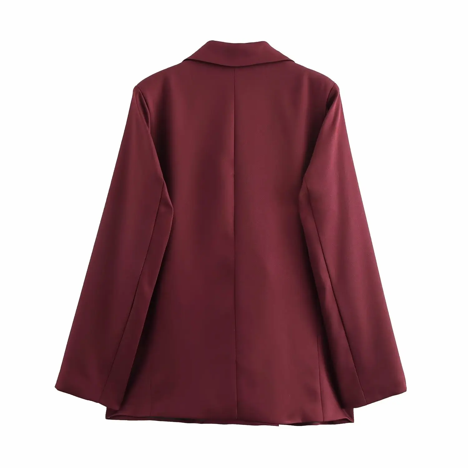 JNLEAOG Nowy Modny Długi Dwurzędowy Garnitur Damski w Kolorze Wina, Elegancki Casualowy Płaszcz z Włókna Poliestrowego