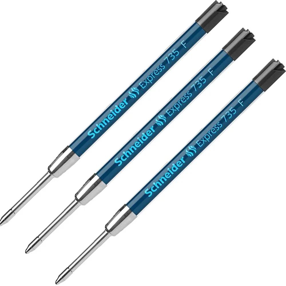 3pcs Schneider Express 735 Ballpoint Pen Refills Quick-drying Waterproof Point Ball Rollerball Refills Black/blue Ink Euro G2