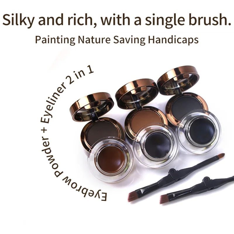 3 ألوان كحل كريم الحاجب في واحد ماتي براون أسود البرية التصميم هلام الصابون الشمع محسنات مقاوم للماء أدوات ماكياج العين دائم