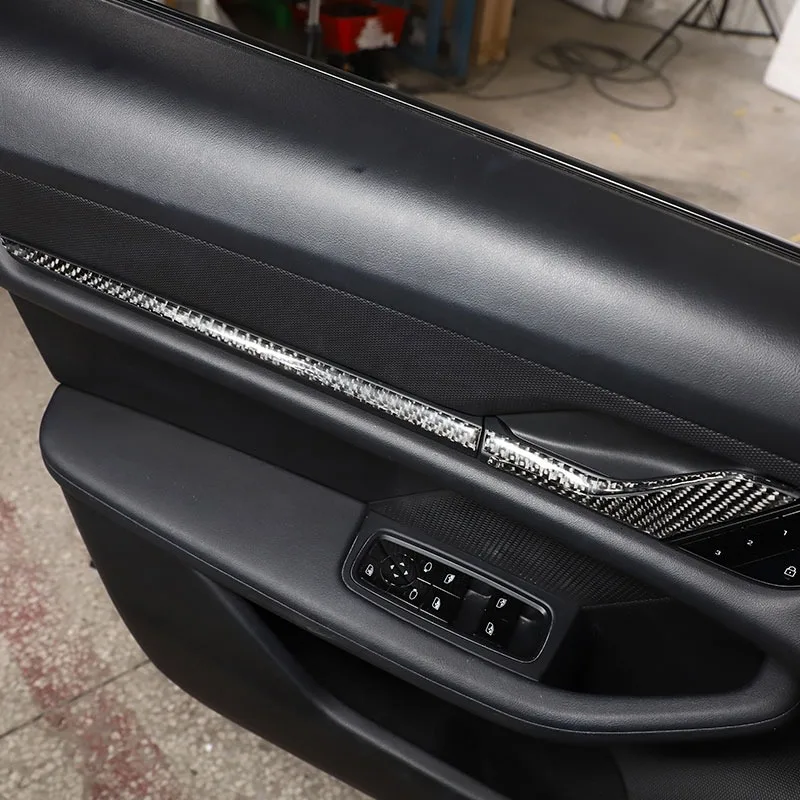 For Porsche Taycan 2019 2020 2021 2022 Soft Carbon Fibre Car Inner Door Handle Cover Trim Sticker Car Accessories