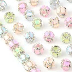 4pcs 1.6cm Random Color Mix Faux Cat's Eye Beads Acrylic Beads For Jewelry Making Fashion Loose Spacer Accessories