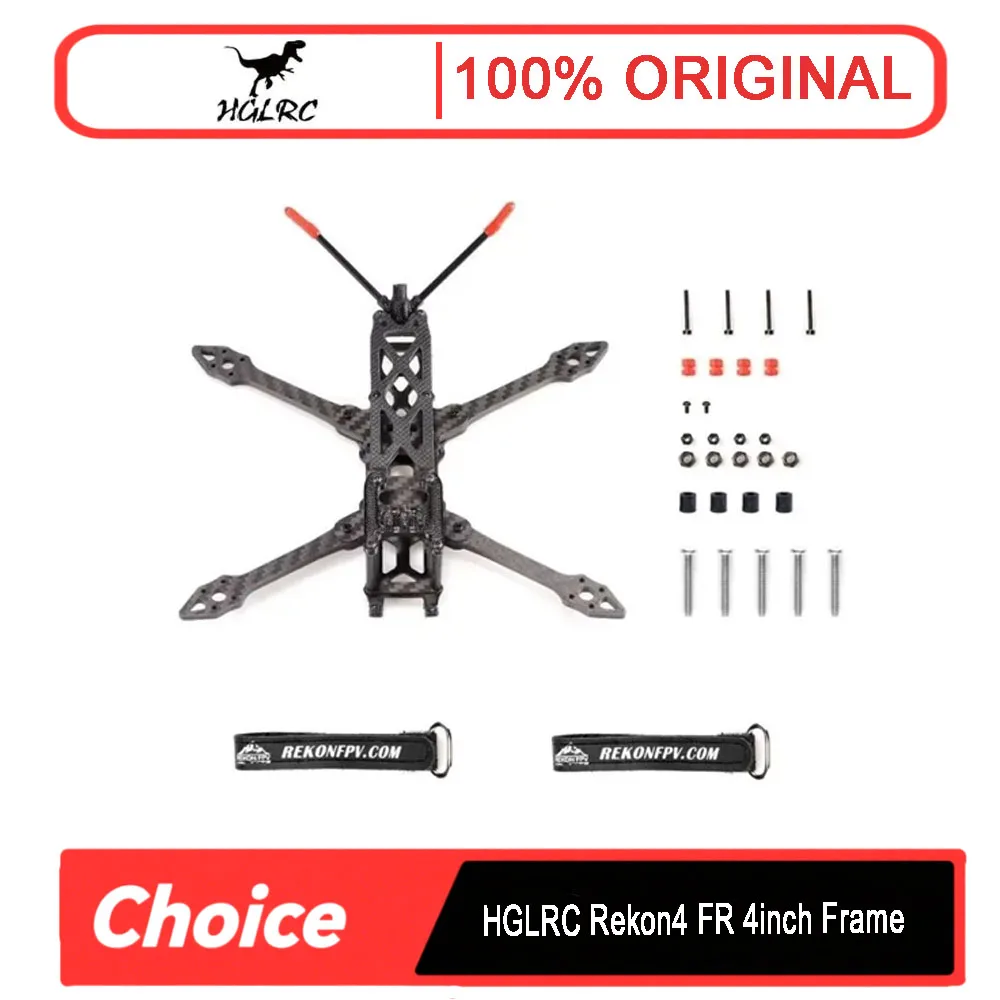 

HGLRC Новый комплект рамы Rekon4 FR FPV — 4 дюйма, 180 мм, 4 мм, рычаг 3K Carbon, 4-дюймовая опора, совместимая с деталями для гоночных дронов FPV DIY