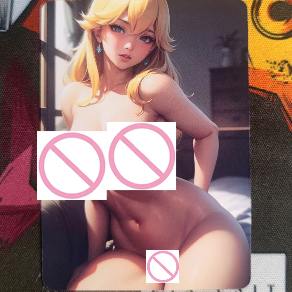 Tarjeta de colección de belleza de pecho grande, tarjetas desnudas de Anime mate, regalos de Otaku periférico de Anime Sexy, Princesa Peach, 63x88mm