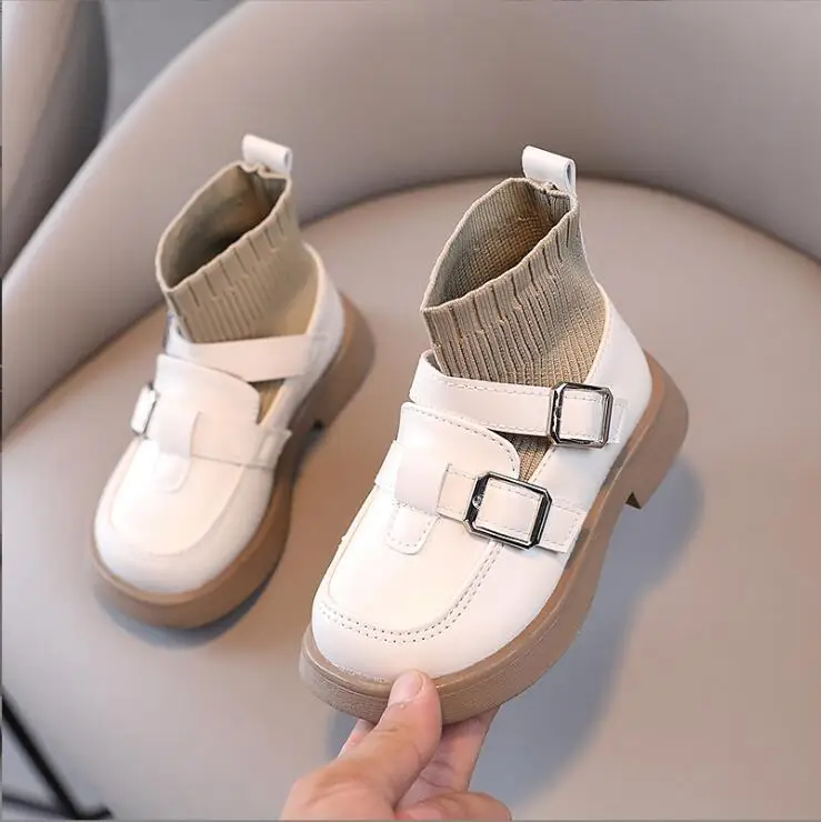 Little Girls 2024 Autumn Kids Patent Short Chelsea Boots Fashion Rhinestone Children Soft Thick Sole Platform Toddler Boots