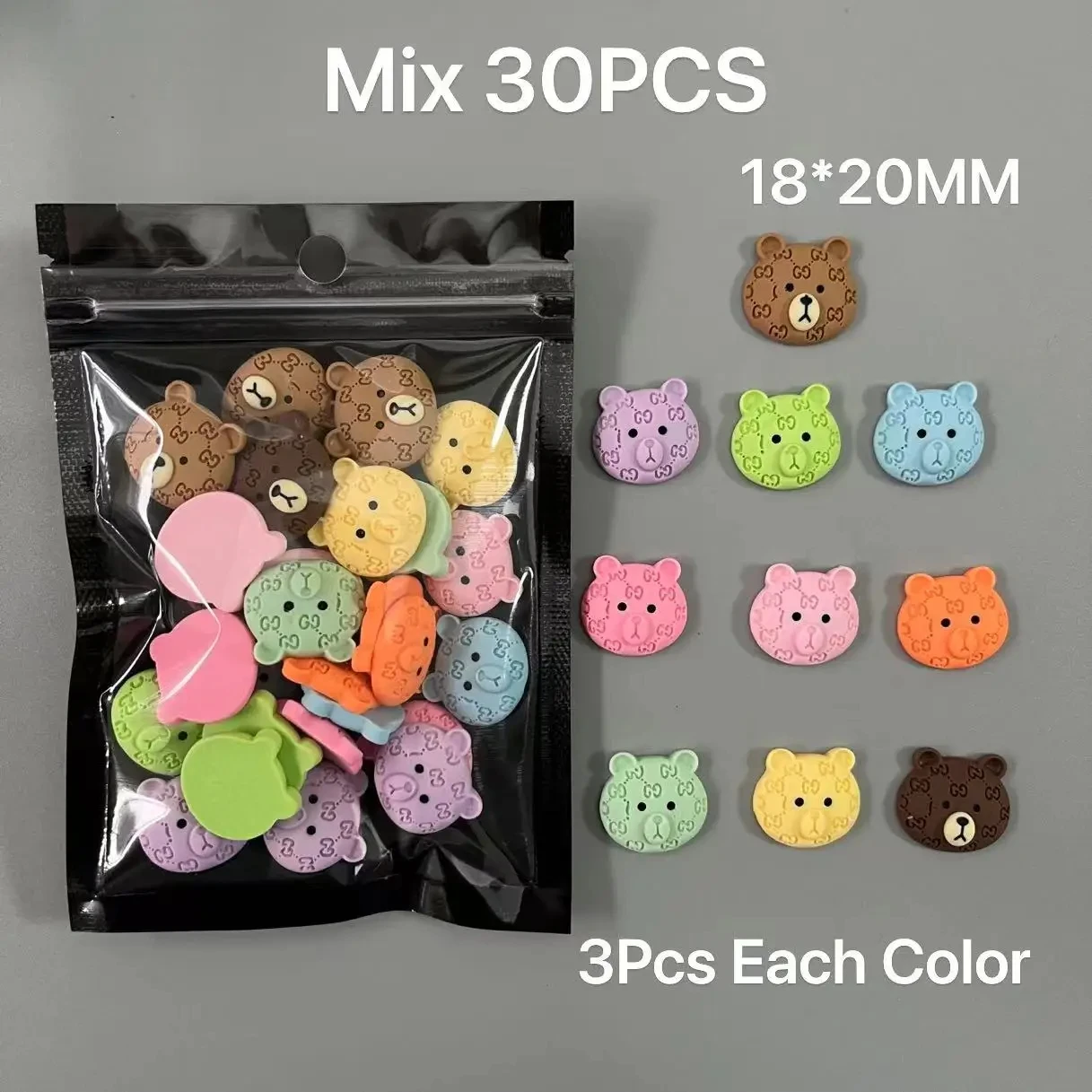 Cartoon Colorful 30pcs Mix Cake Snack Bear Candy Rabbit Resin Parts Queen Princess Series Accessories Diy Phone Case Decoration