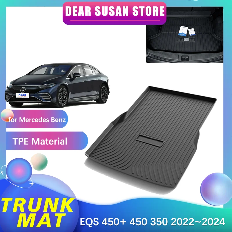 

Car Rear Trunk Mat Tray for Mercedes Benz EQS 450+ 450 350 AMG 2022 2023 2024 Waterproof Floor Pad Space Liner Rug Accessories