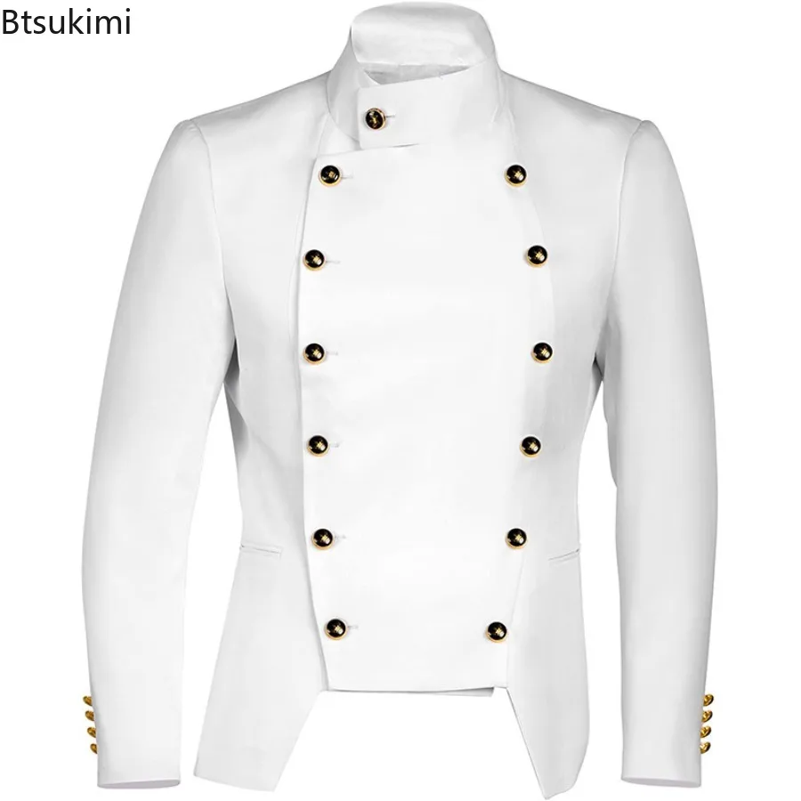 جديد الرجال مزدوجة الصدر دعوى معطف تأثيري ازياء القرون الوسطى Steampunk سترة القوطية الفيكتوري لعب الأدوار أداء زي #3