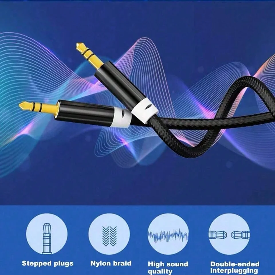 Braided 3.5mm Male To Male AUX Audio Cable HiFi Sound Aux Cord For Car Stereo Speaker Headphones iPhone iPod Home Audio Devices view 3