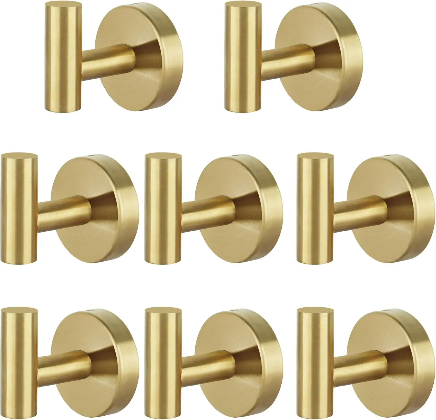 

8 Pcs Stainless Steel Towel Hooks Heavy Duty Coat Hanger for Bathroom Bedroom Kitchen Hotel Pool Gold