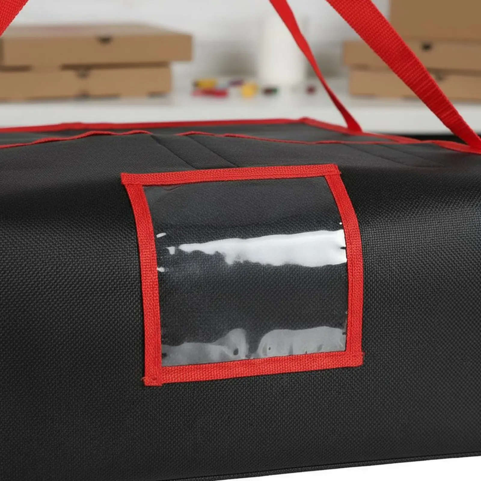 Insulated Pizza Carrier Clear Order Window Pizza Delivery Bag Professional Food Delivery Bag Hook and Loop Closure for Caterers