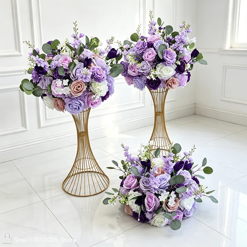 Lila Lavendel Künstliche Blumen Tischdekoration für Hochzeiten 30-80cm Luxuriöses Rosenarrangement Blumendekoration für Party-Bankett-Deko – Detail 5