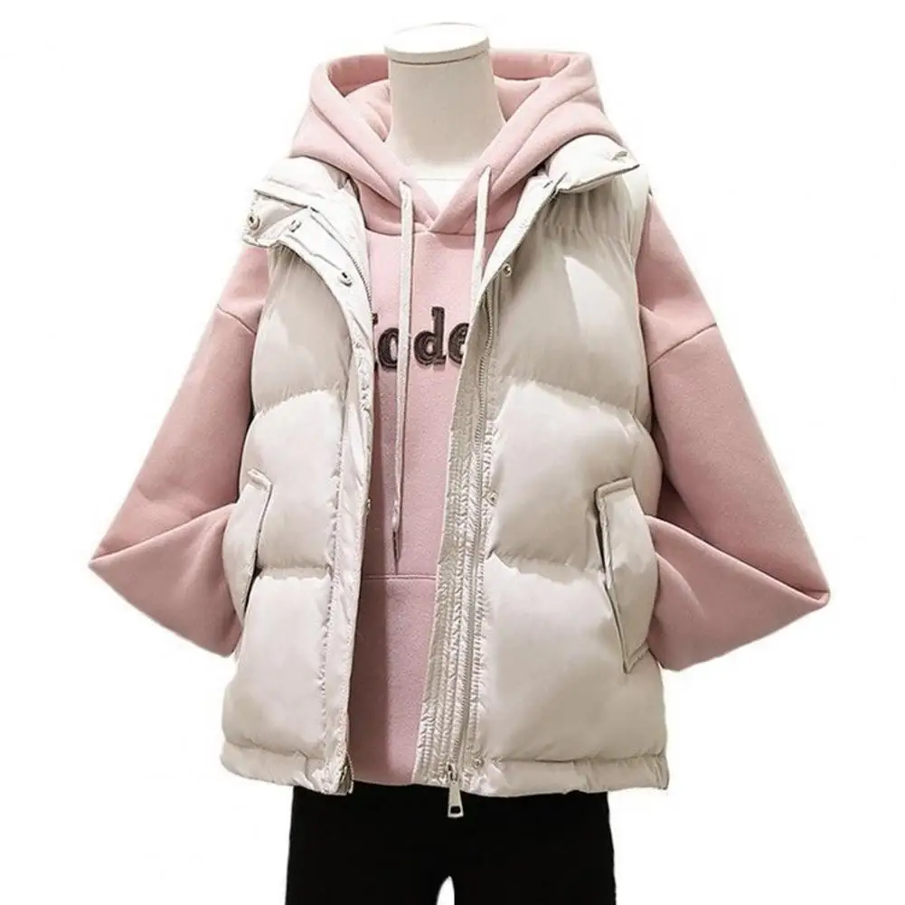 Cozy Women Quilted Vest Women's Winter Padded Vest with Zipper Closure Stand-up Collar Sleeveless Outdoor Down Coat for Heat