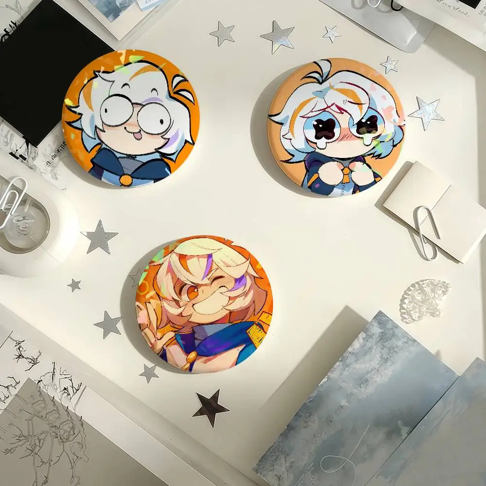 C-Chuy Cute M-Mine Laser Badge Pins Handmade Brooches for Backpack Gifts Bag Decor Fans Collect