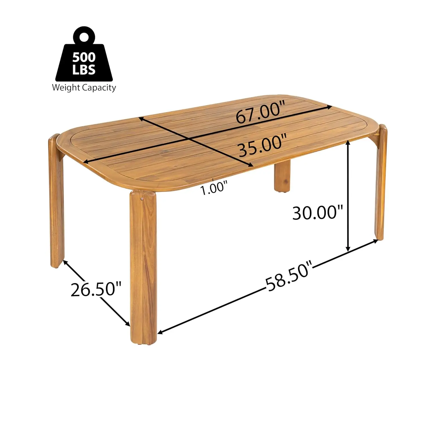 Acacia Wood Dining Table Slat Design Outdoor Patio Garden Furniture, Customized