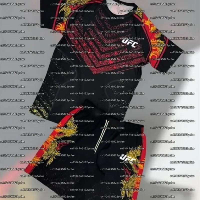

Men's UFC 2025 Boxing Fighting Event T-Shirt Short Breathable Jersey for Competition Wrestling Running Sweat-Absorbing Set