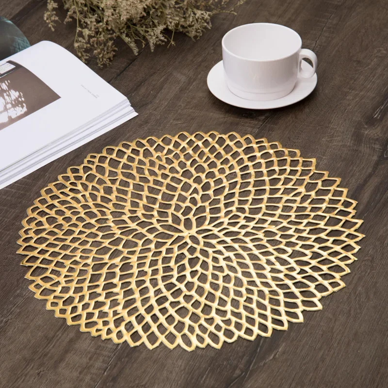 New Placemat for Dining Table Mat Soft PVC Round Placemat Hot Resistant Mats Coffee Cup Table Coaster Home Desktop Decoration