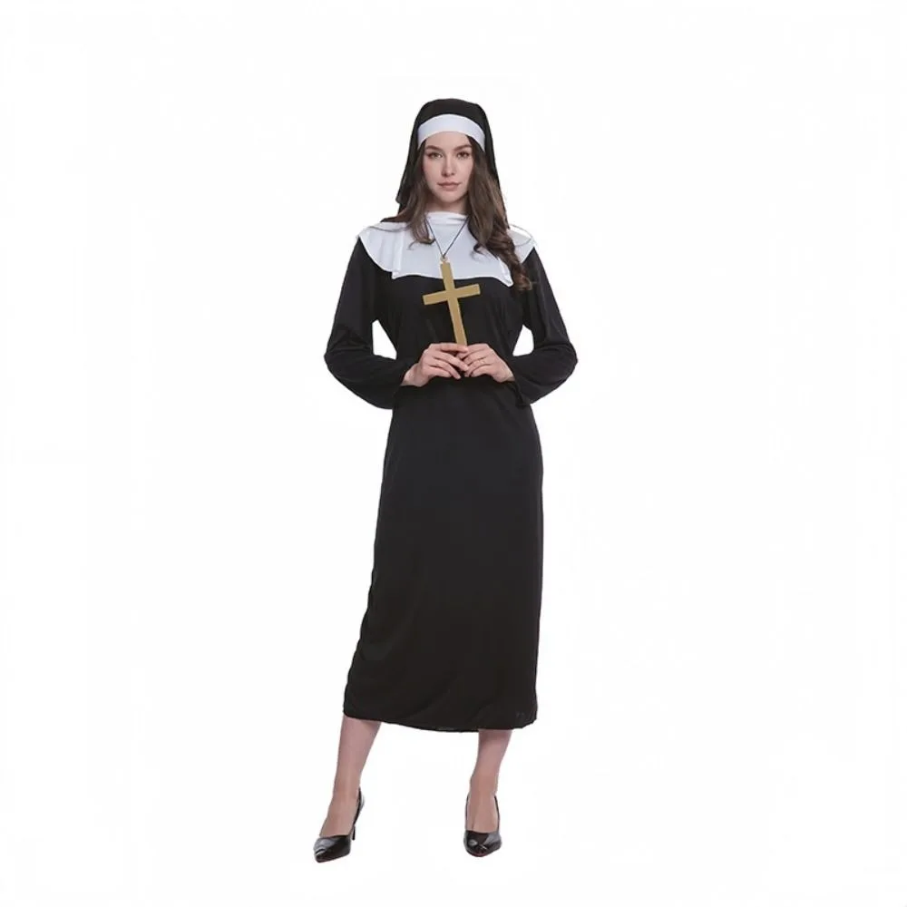 Full Length Virgin Mary Costume Retro Design Vintage Style Nun Costume Fancy Dress Long Dress Religious Cosplay Outfit Women