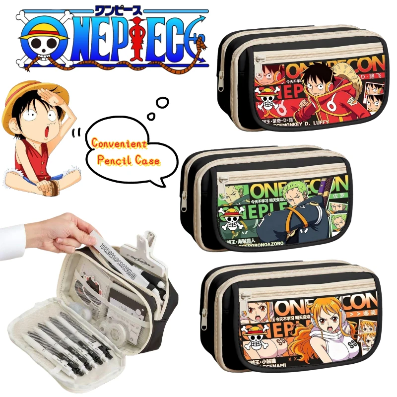 New One Piece Monkey D. Luffy & Roronoa Zoro Creative Cartoon Pencil Case for Students High-Style Large-Capacity Stationery Box