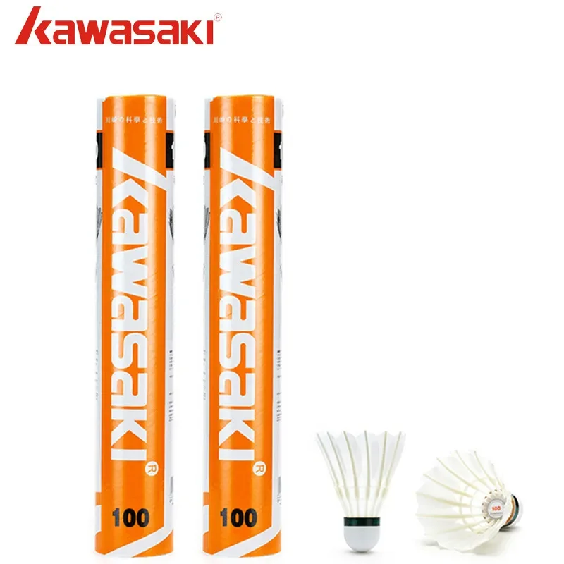 12Pcs/lot Kawasaki King Kong 100 Badminton Goose Feather Shuttlecock Speed 77 Durable Badminton Ball for Training Exercise