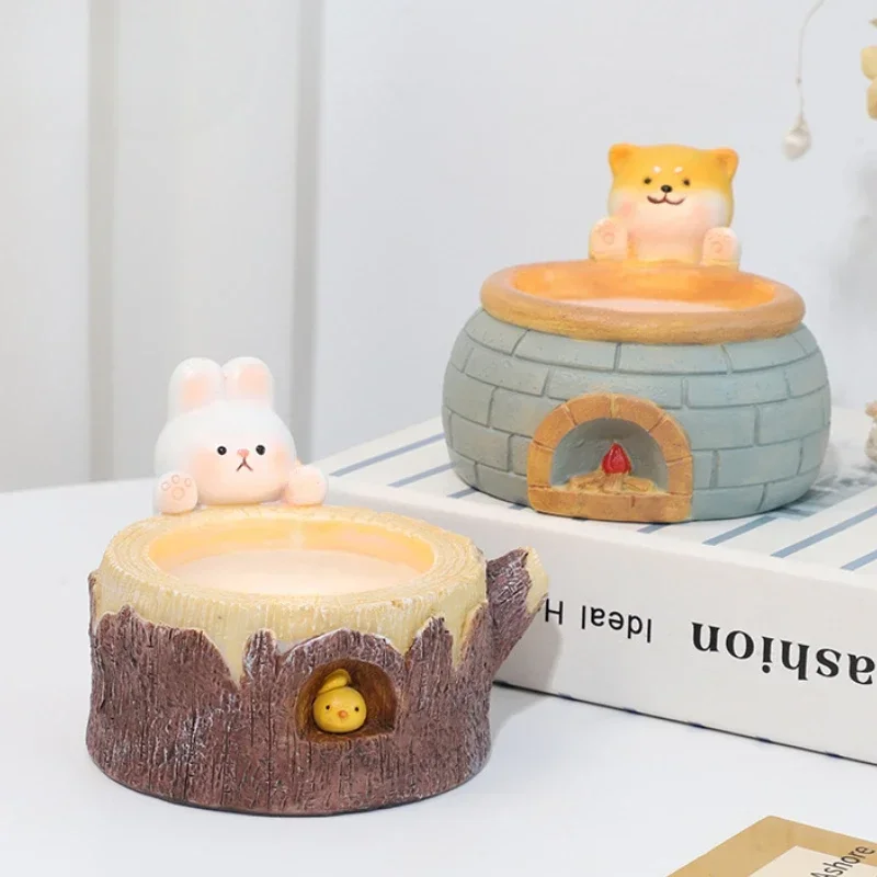 

Cartoon Animal Series Resin Candle Holder for Women Kawaii Rabbit Ornaments Creative Room Decoration Sweet Birthday Gifts 2024