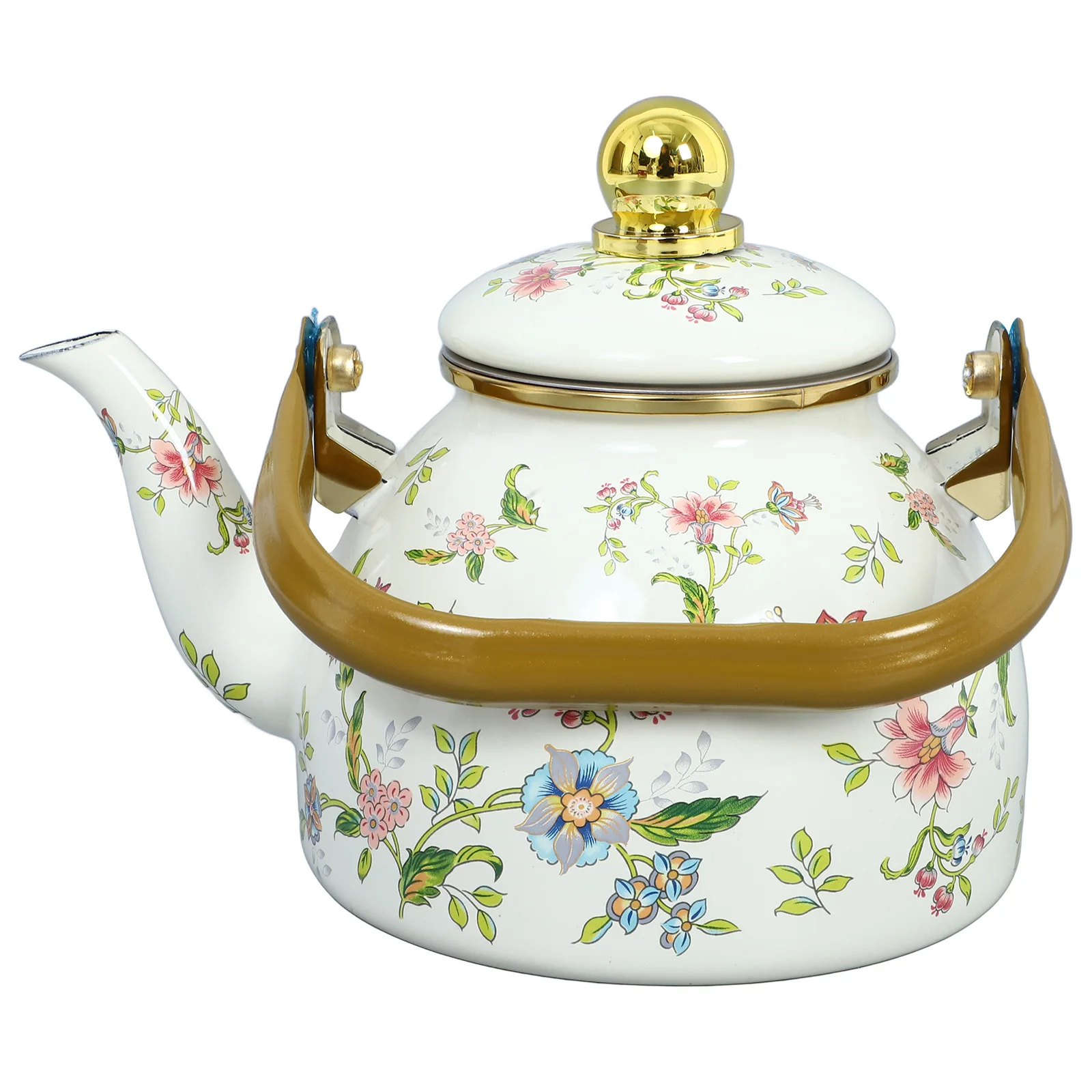 

Enamel Teapot 1L Green Handle Stovetop Kettle Ceramic Coffee Pot Thickened Home Kitchen Camping Tea Party Daily Use