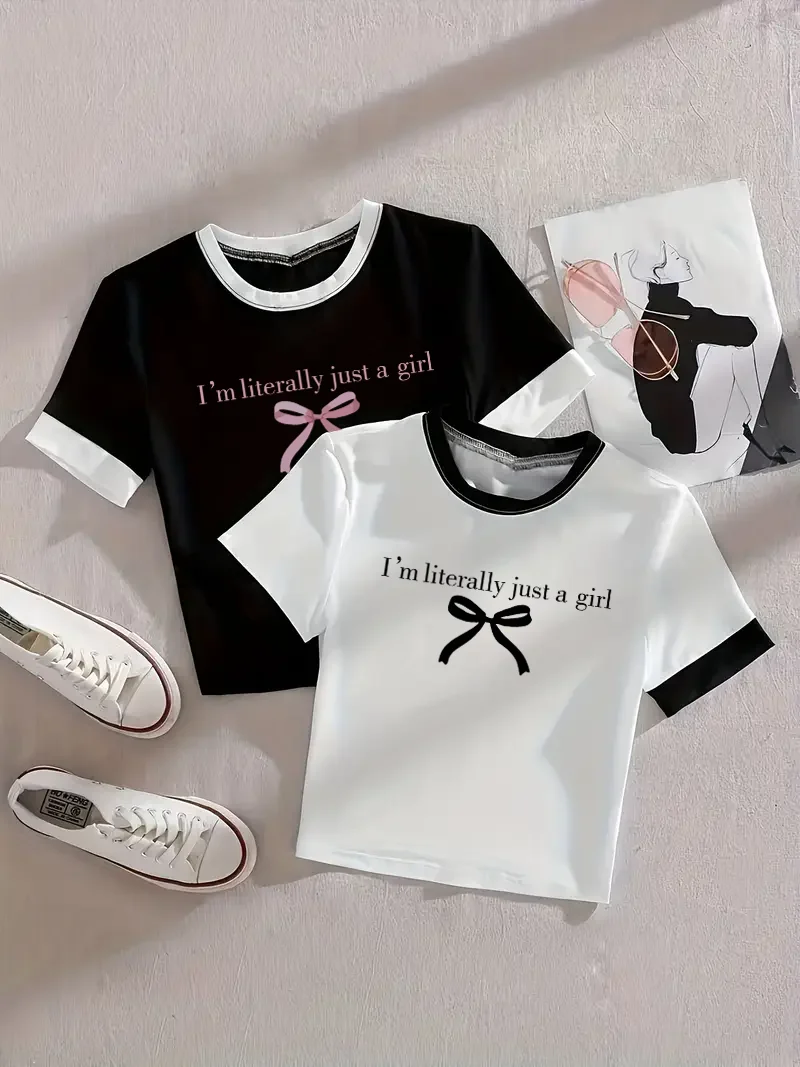 2-Pack - Summer Women's Casual Bow-Knot Round Neck Short-Sleeved T-Shirt