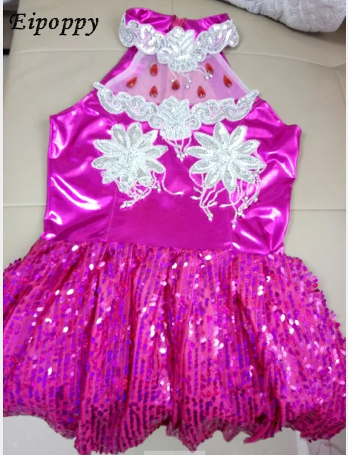 زي رقص مربع للإناث ، تنورة مسرح بترتر ذهبي ، ملابس حديثة ، رقص لاتيني ، موضة جديدة