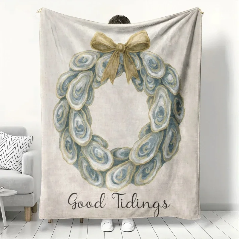 Oyster garland pattern Flannel printed blanket suitable for all seasons suitable for living room office sofa and travel