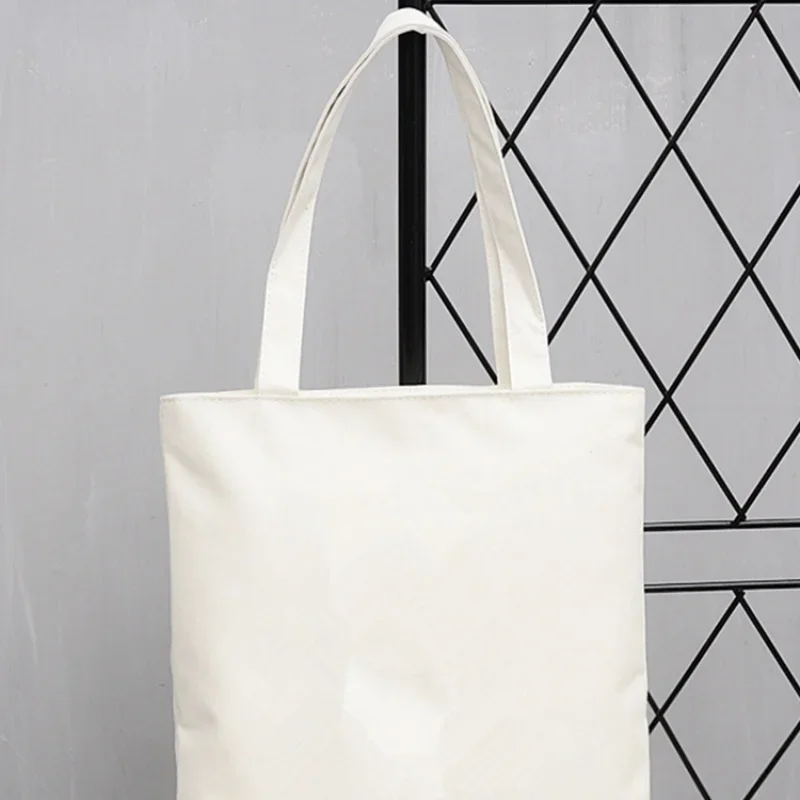 Women's fantasy creature and letter print canvas tote bag, casual style for daily shopping