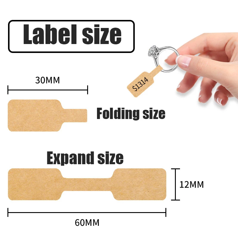 500 Pcs Portable Blank Paper Jewelry Price Tag Brown White Dumbell Tag Rectangle Adhesive Label Tool Ring Bracelet Jewelry Tags