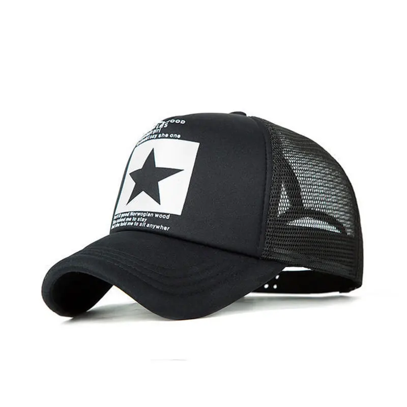 New Fashion Five-Pointed Star Printed Baseball Net Caps Spring and Summer Outdoor Hip Hop Mesh Hats Sunscreen Truck Hatcreen Hat image 2