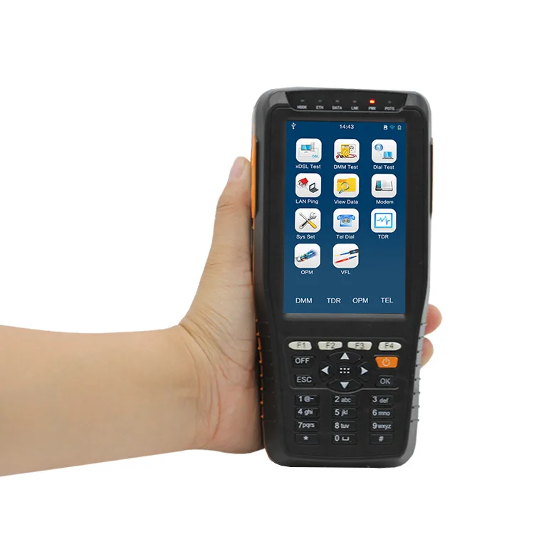 

TM600 All in on Multifunction VDSL2 Tester (ADSL2+/OPM/ VFL/TDR/Tone Tracker/TEL) Multi Language English Spanish Italian 6600mAh