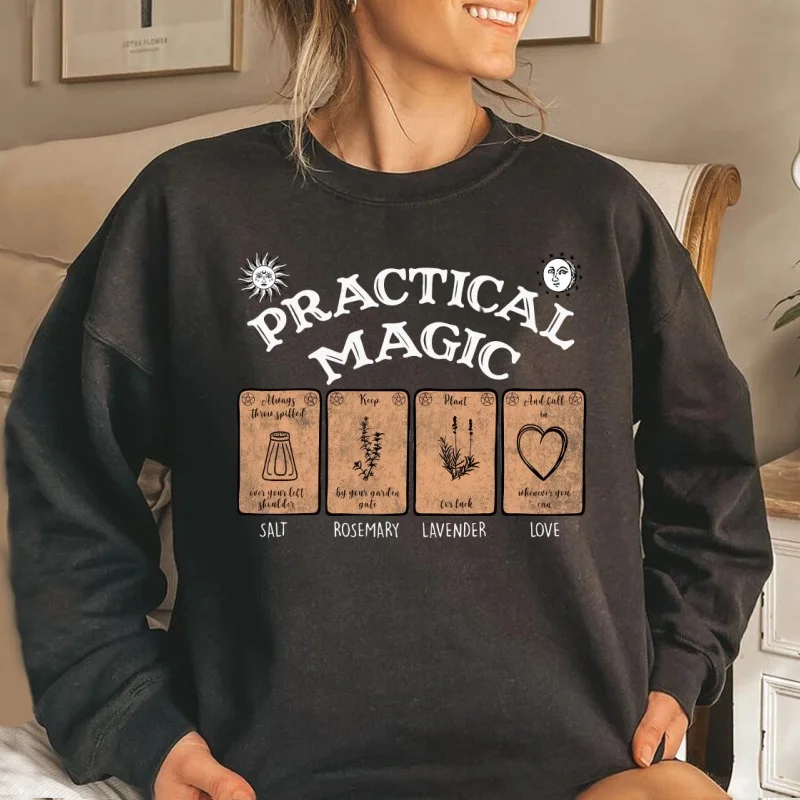 Practical Magic Sweatshirts Women Harajuku Midnight Margaritas Sweatshirts Halloween Magic Spooky Season Hoodies