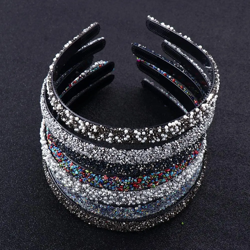 

1Pc Simulated Crystal Pearl Rhinestones Headbands Luxury Hair Accessories Hairbands Sparkly Padded Hair Bands Headdress Women