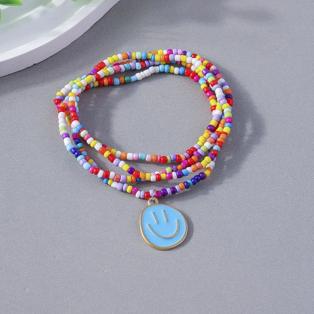 Aihua Bohemia Niedliches Lächeln-Gesichtsarmband für Frauen, buntes mehrschichtiges Perlen-BFF-Armband für beste Freunde, Kinder, Geburtstagsgeschenke – Detail 9