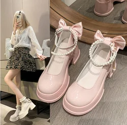 Spring/Summer High Heels with Skirts High Heels Pearl Buckles Mary Jane Business Women's Shoes Banquet Casual Shoes for Women