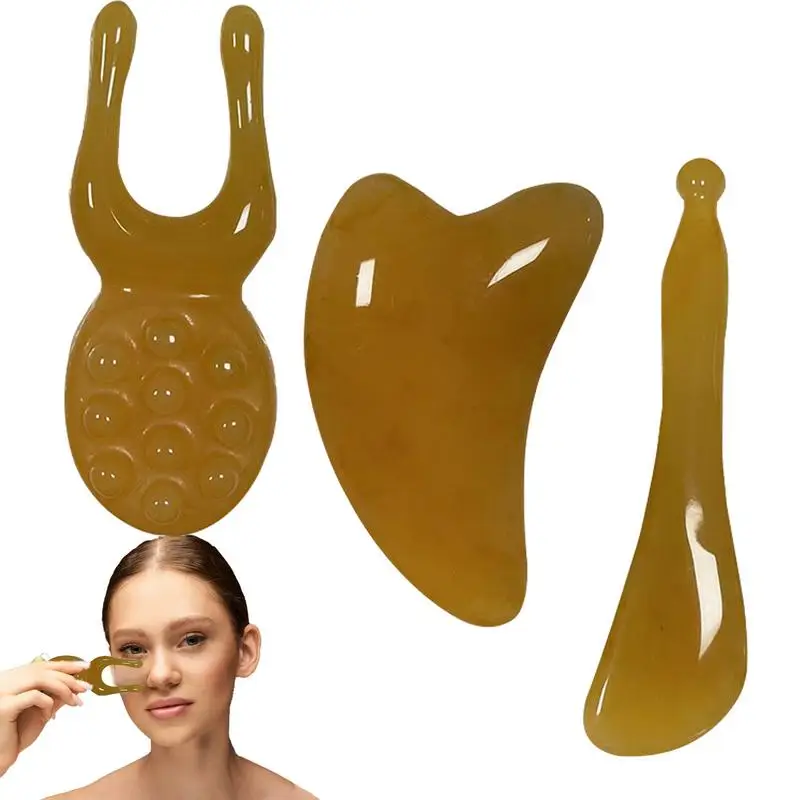 Rascador de masaje Guasha, herramienta de masaje de resina Guasha, masajeador facial, acupuntura Gua Sha, tablero de cara para ojos, SPA