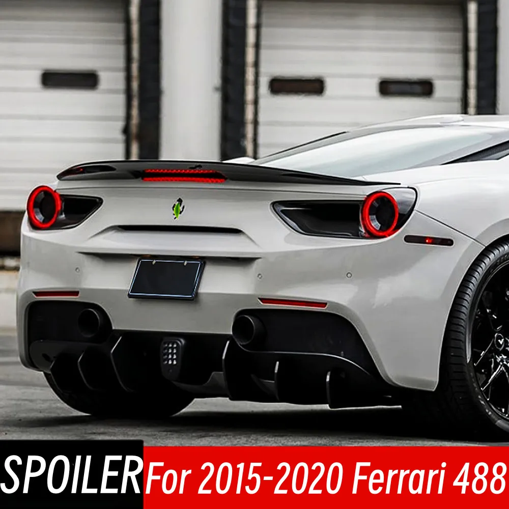 

For Ferrari 488 2015-2020 Bodykit Car Real Carbon Fibe Material Rear Trunk Lid Spoiler Wings Exterior Tuning Accessories ﻿Part