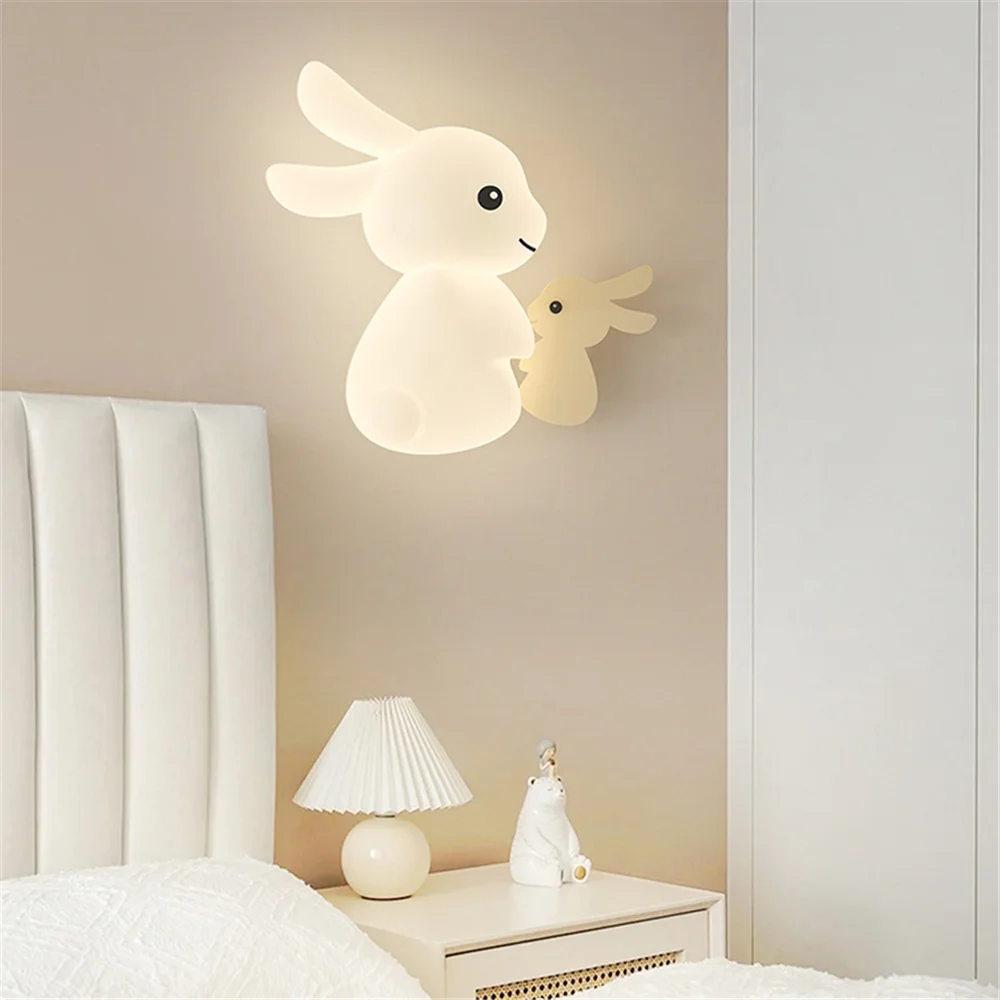 Imagem -05 - Cartoon pe Iron Art Led Lâmpada de Parede Coelho Windmill Lantern Mesa de Cabeceira Night Light Home Deco Corredor Sconces Cute Kids Bedroom