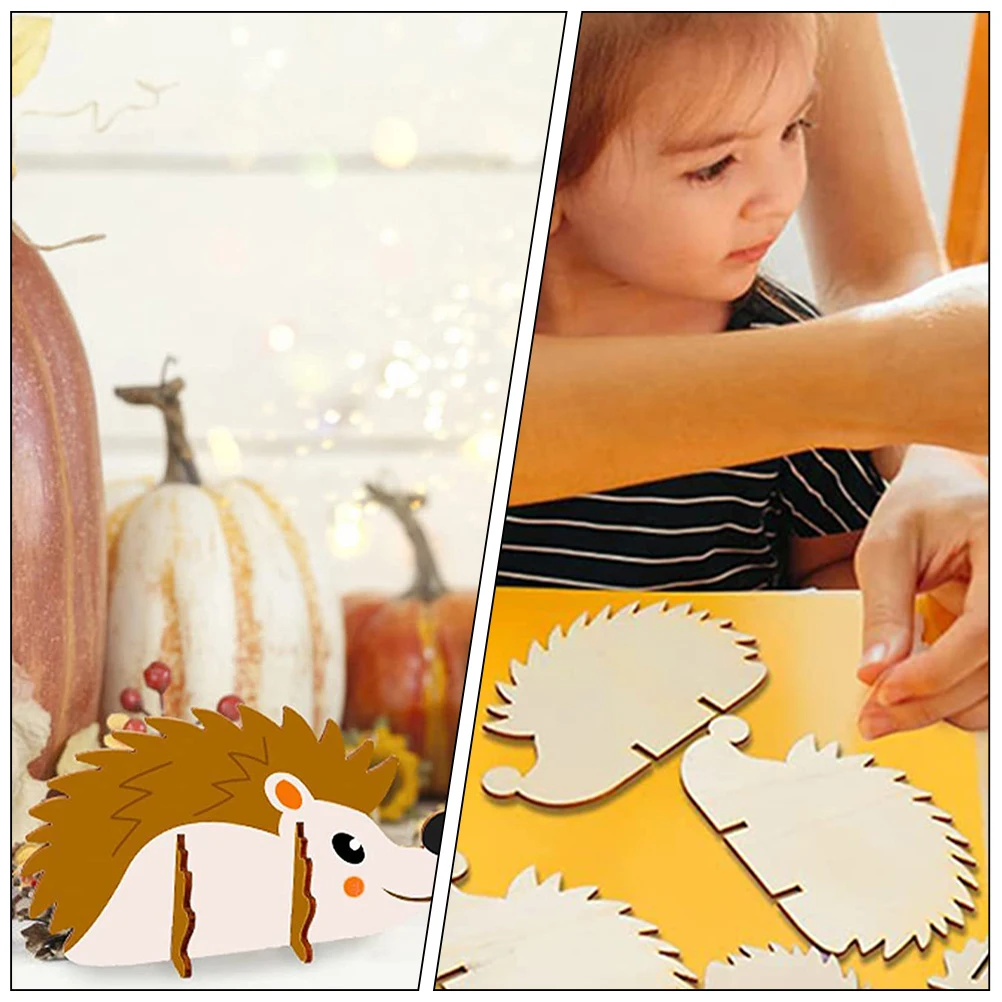 

DIY Wooden Hedgehog Set Unfinished Slices Cutouts for Crafts Chips Animal Ornament Animals Shaped Material