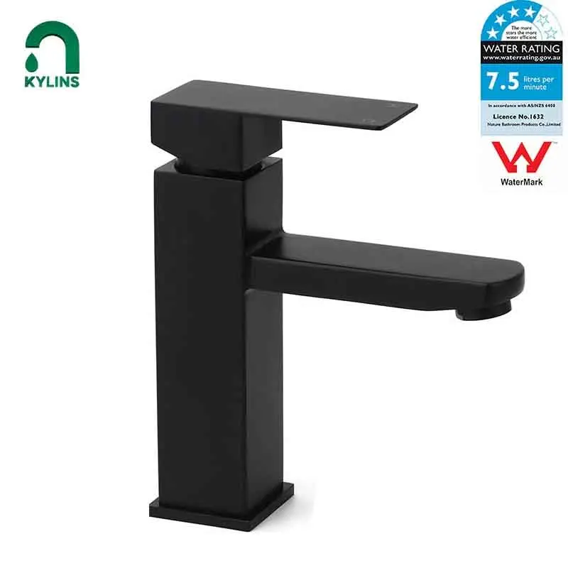 **Sydney Stock** KYLINS Bathroom Wash Basin Mixer Tap Faucets for Sink Vanity Cabinet Wels WaterMark Matt Black Square